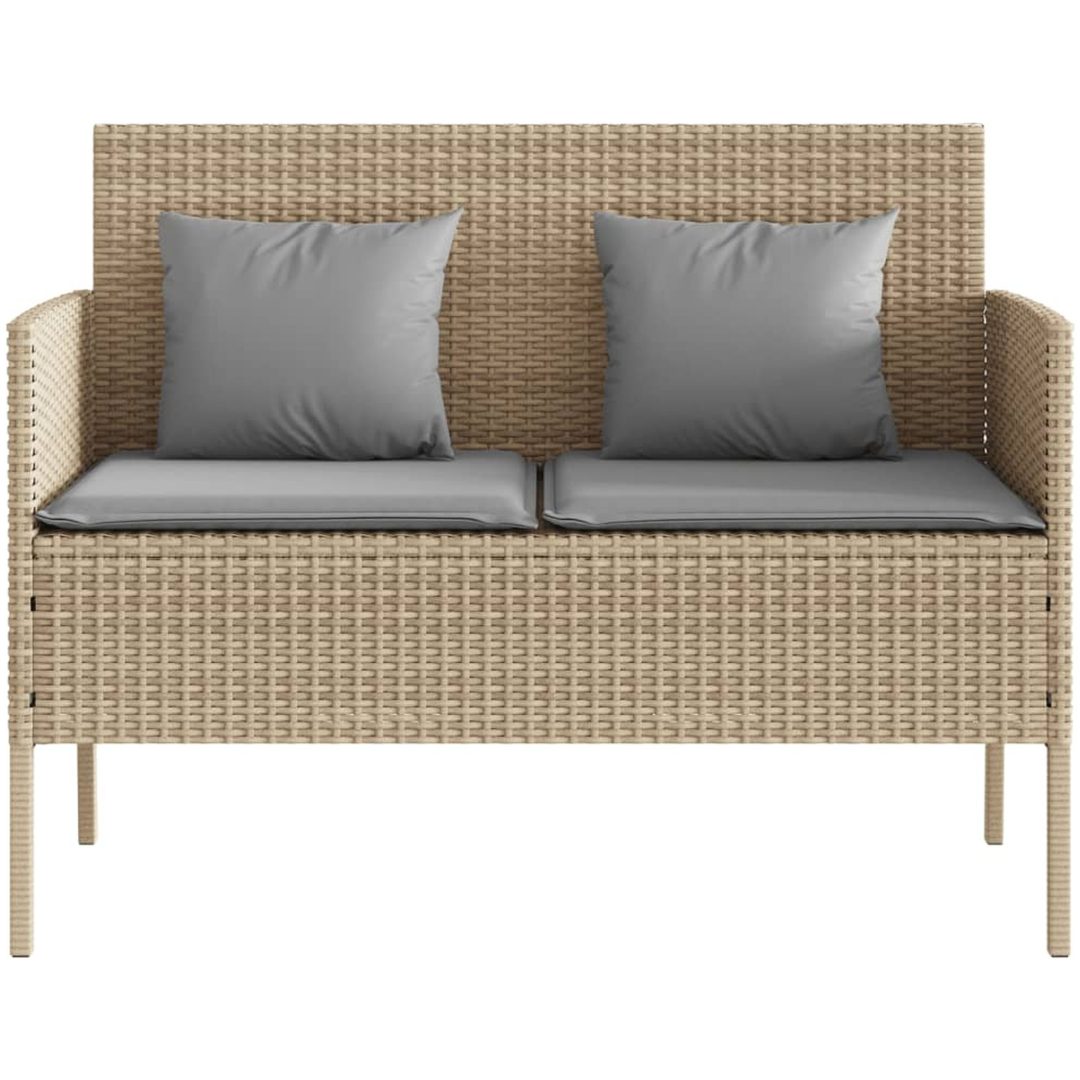 Trädgårdsbänk med kuddar beige konstrotting vidaXL – bild 4