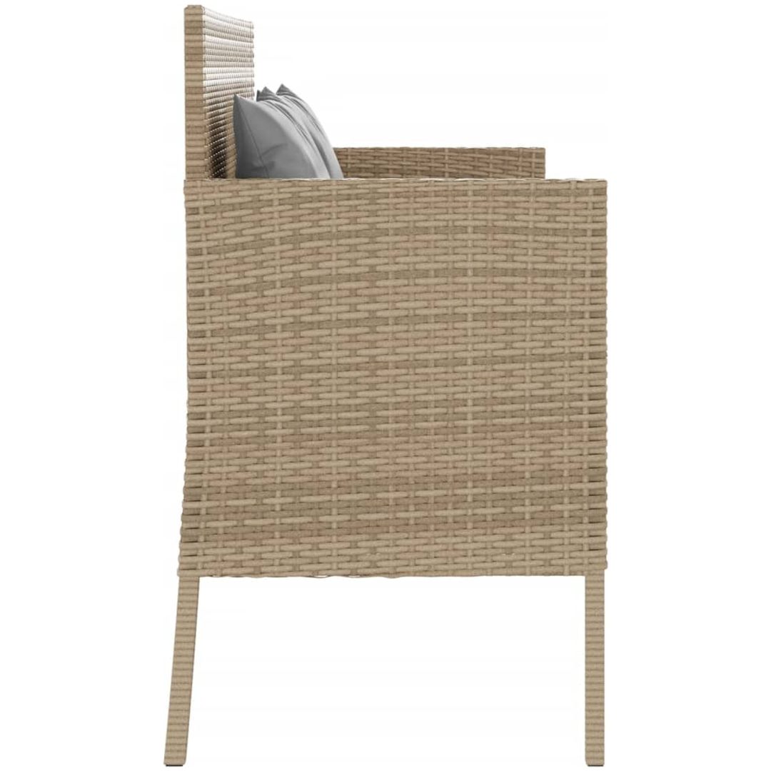 Trädgårdsbänk med kuddar beige konstrotting vidaXL – bild 5