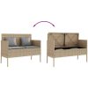 Trädgårdsbänk med kuddar beige konstrotting vidaXL – miniatyr 7