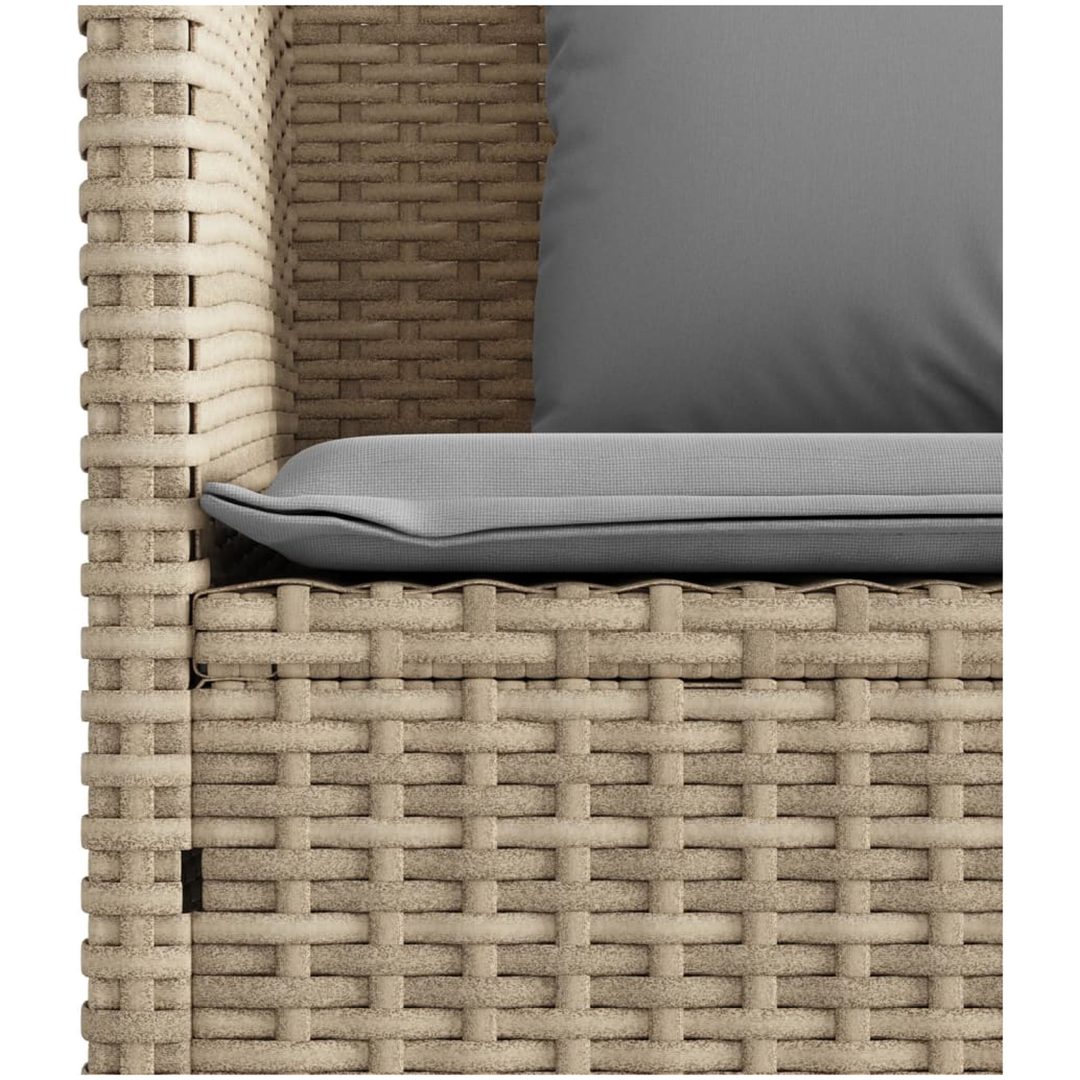 Trädgårdsbänk med kuddar beige konstrotting vidaXL – bild 10