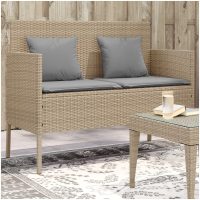 Trädgårdsbänk med kuddar beige konstrotting vidaXL