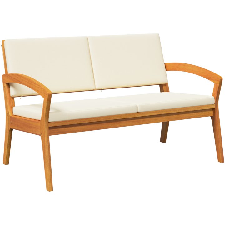 Trädgårdsbänk med Kuddar Massivt akaciaträ vidaXL 115 x 70 x 72 cm – bild 2