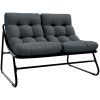 Trädgårdsbänk med Kudde Svart 110x80x71 cm Stål vidaXL 110 x 81 x 71 cm – miniatyr 2