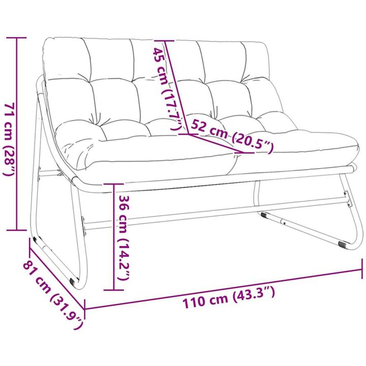 Trädgårdsbänk med Kudde Svart 110x80x71 cm Stål vidaXL 110 x 81 x 71 cm – bild 11