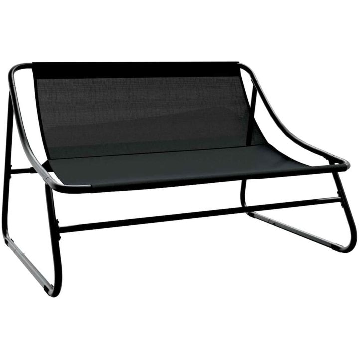 Trädgårdsbänk med Kudde Svart 110x80x71 cm Stål vidaXL 110 x 81 x 71 cm – bild 4