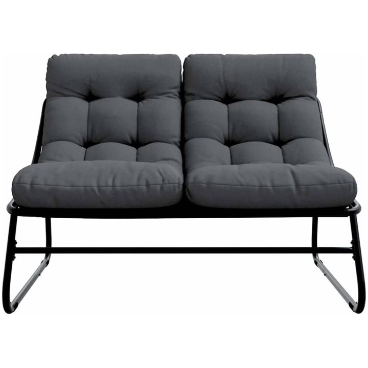 Trädgårdsbänk med Kudde Svart 110x80x71 cm Stål vidaXL 110 x 81 x 71 cm – bild 5