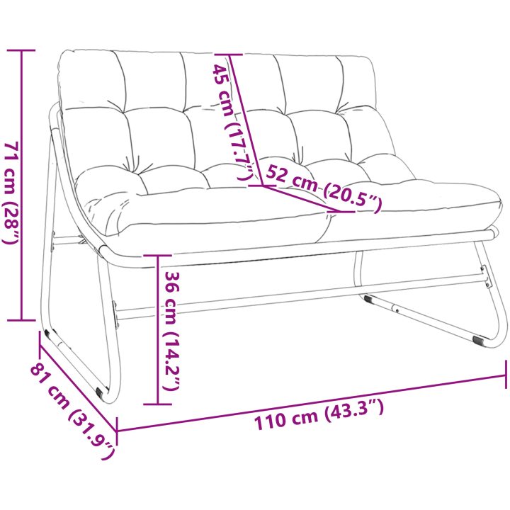 Trädgårdsbänk med Kudde Svart 110x80x71 cm Stål vidaXL 110 x 81 x 71 cm – bild 10