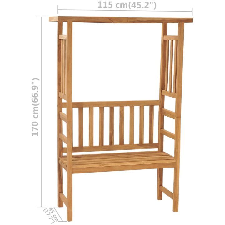 Trädgårdsbänk med pergola 115 cm massiv teak vidaXL – bild 6