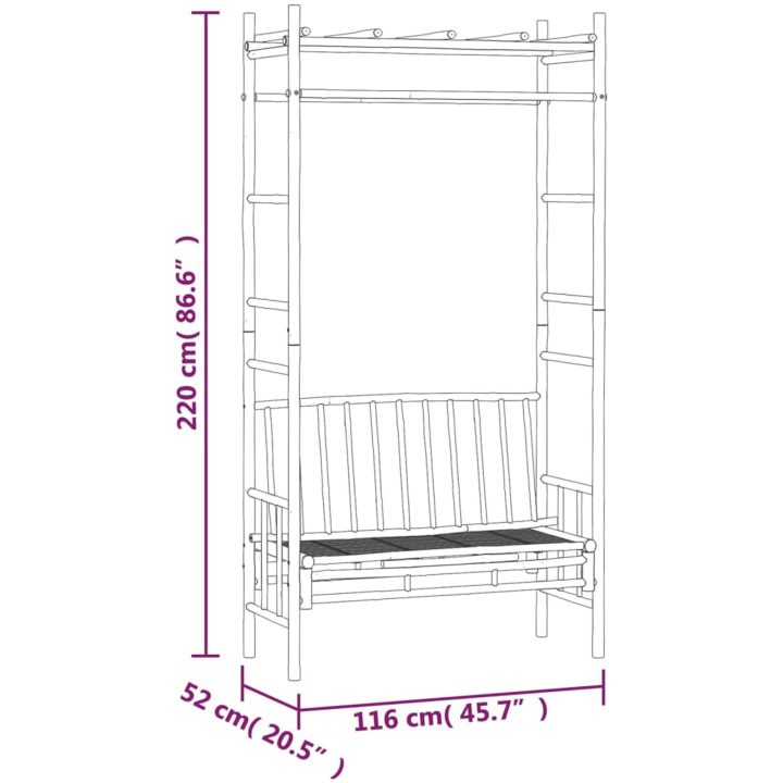 Trädgårdsbänk med pergola 116 cm bambu vidaXL – bild 6