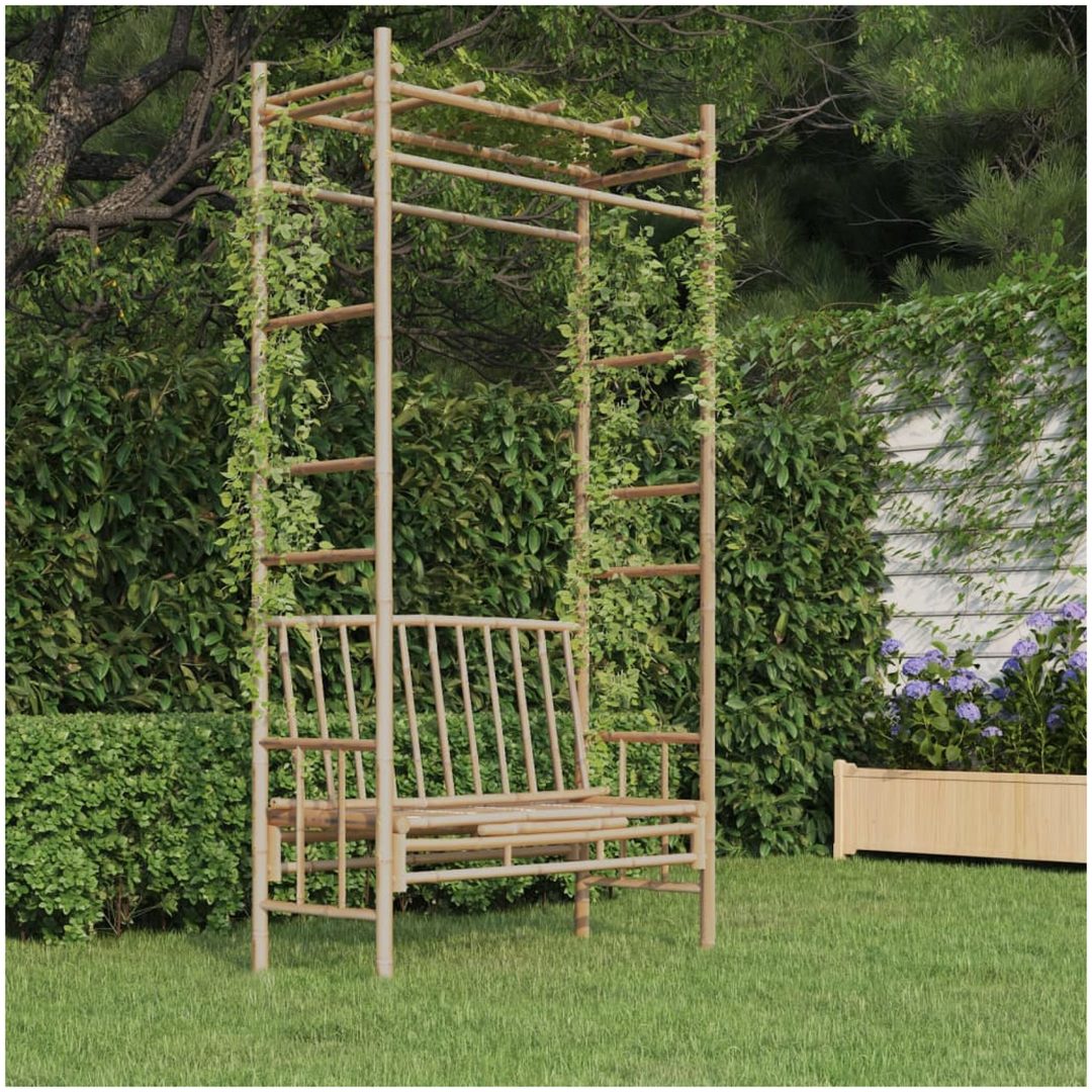 Trädgårdsbänk med pergola 116 cm bambu vidaXL