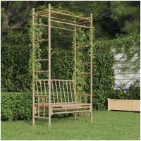 Trädgårdsbänk med pergola 116 cm bambu vidaXL