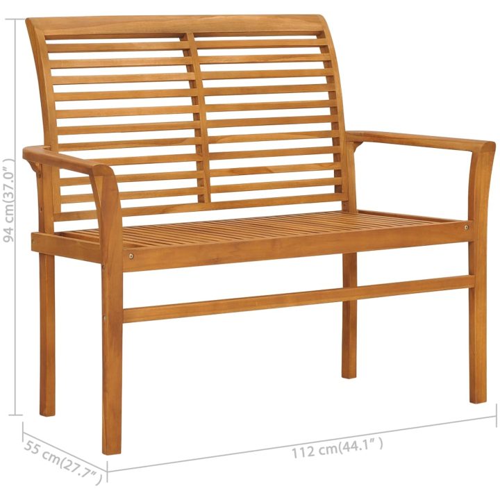 Trädgårdsbänk med röd dyna 112 cm massiv teak vidaXL – bild 8