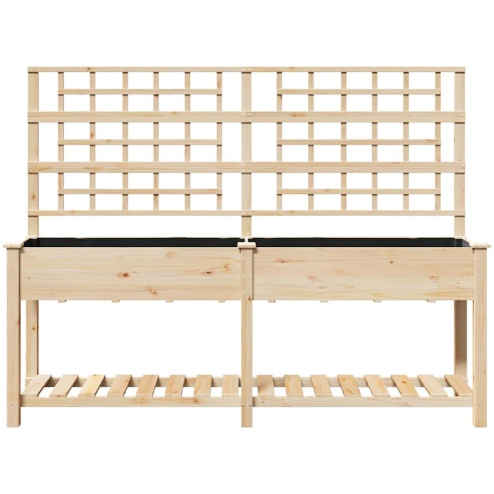 Trädgårdsbänk med Spaljé och Hylla 203x53x152 cm Massivt Furu vidaXL 203,5 x 54 x 152,5 cm – bild 5