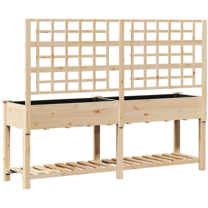 Trädgårdsbänk med Spaljé och Hylla 203x53x152 cm Massivt Furu vidaXL 203,5 x 54 x 152,5 cm – bild 7