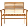 Trädgårdsbänk med svart dyna 112 cm massiv teak vidaXL – miniatyr 3