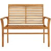 Trädgårdsbänk med taupe dyna 112 cm massiv teak vidaXL – miniatyr 3