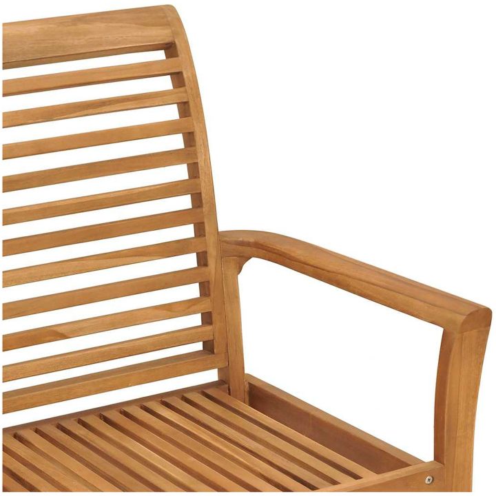 Trädgårdsbänk med vinröd dyna 112 cm massiv teak vidaXL – bild 4