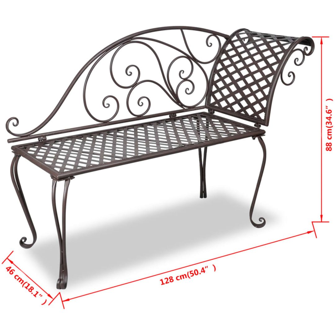 Trädgårdsbänk schäslong 128 cm antikbrun vidaXL – bild 5