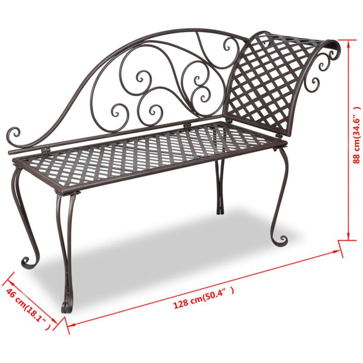 Trädgårdsbänk schäslong 128 cm antikbrun vidaXL – bild 5
