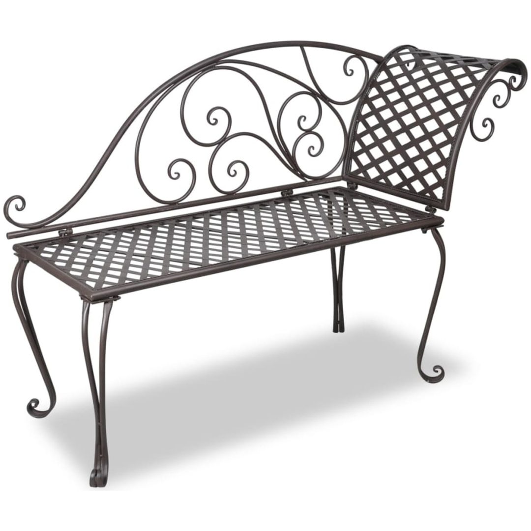 Trädgårdsbänk schäslong 128 cm antikbrun vidaXL