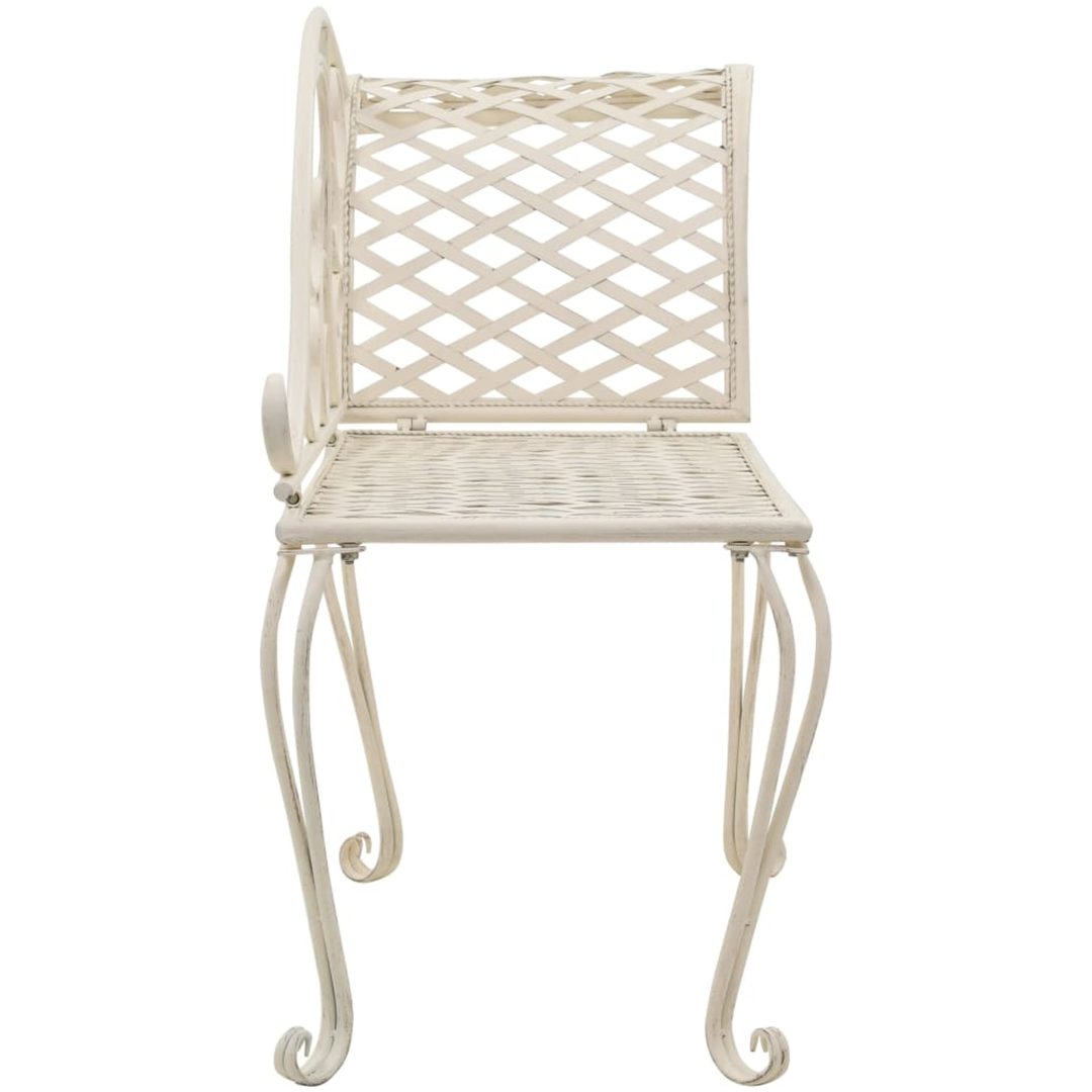 Trädgårdsbänk schäslong 128 cm metall antikvit vidaXL – bild 3