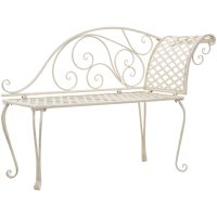 Trädgårdsbänk schäslong 128 cm metall antikvit vidaXL