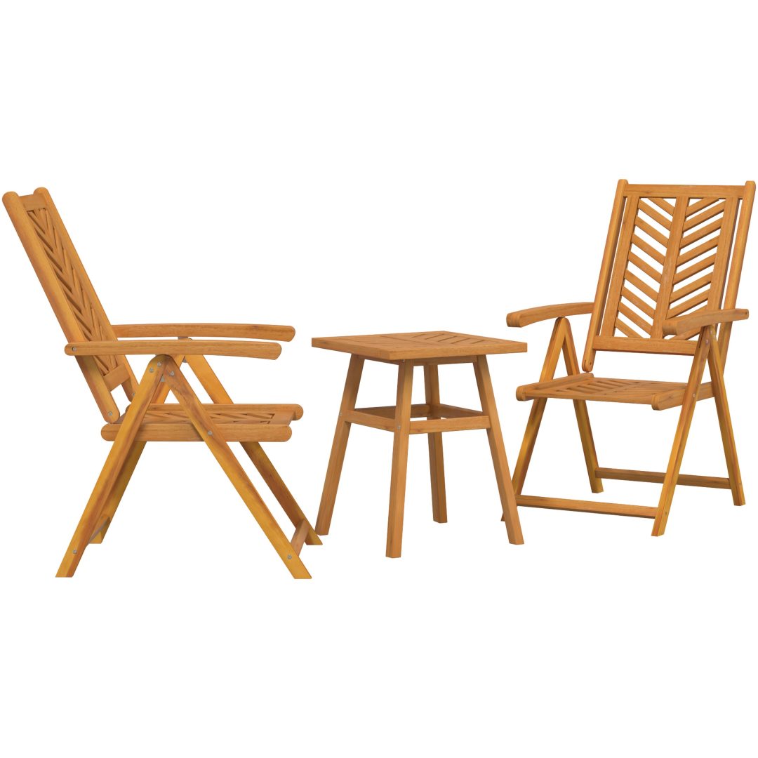 Trädgårdsbänk-set 3 delar massivt akaciaträ vidaXL 150 x 90 x 60 cm – bild 2