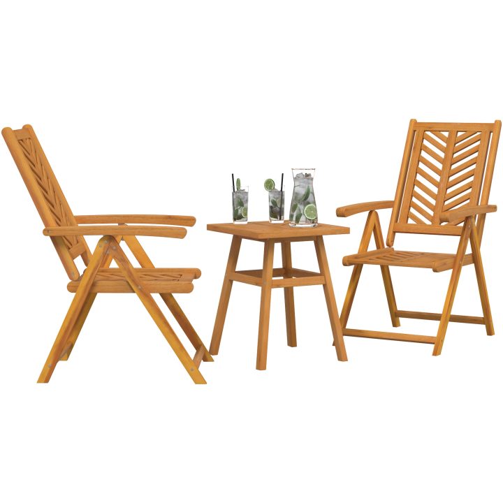 Trädgårdsbänk-set 3 delar massivt akaciaträ vidaXL 150 x 90 x 60 cm – bild 3