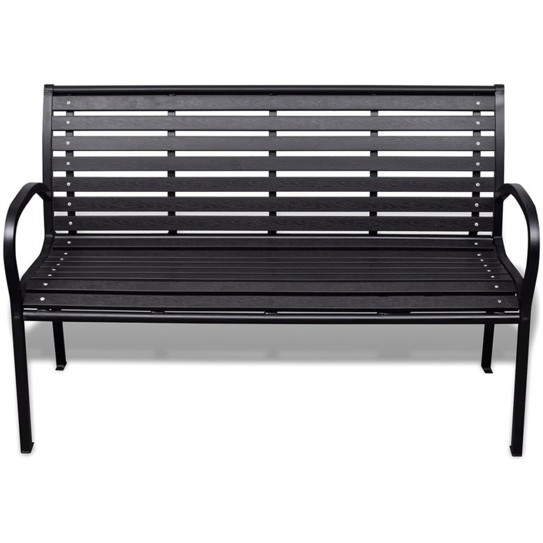 Trädgårdsbänk stål och WPC svart vidaXL 125 cm – bild 2