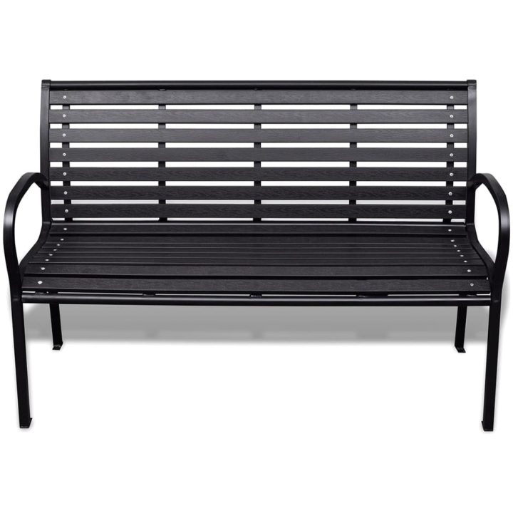 Trädgårdsbänk stål och WPC svart vidaXL 125 cm – bild 2