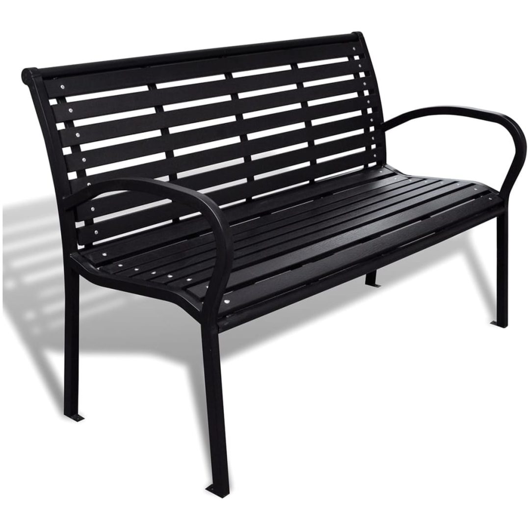 Trädgårdsbänk stål och WPC svart vidaXL 125 cm