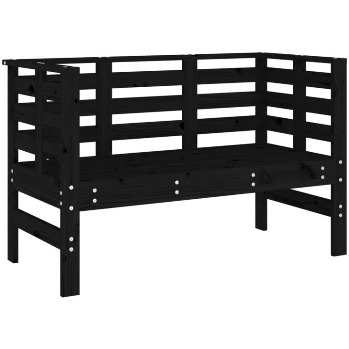 Trädgårdsbänk svart 111,5x53x71 cm massiv furu vidaXL – bild 2