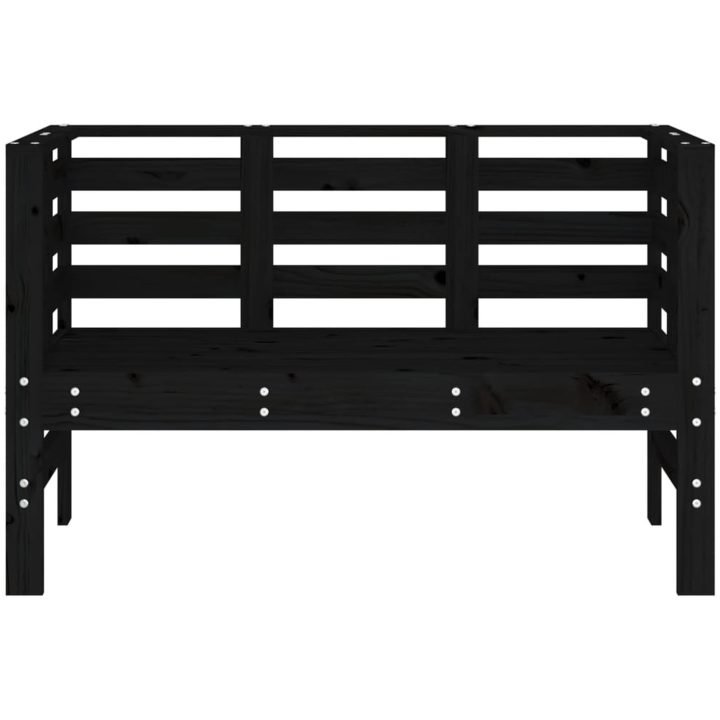 Trädgårdsbänk svart 111,5x53x71 cm massiv furu vidaXL – bild 4