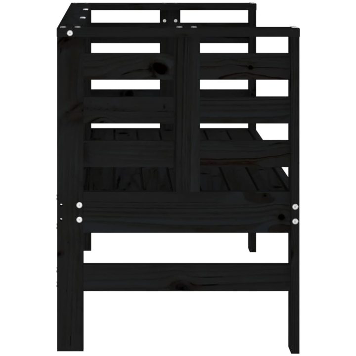 Trädgårdsbänk svart 111,5x53x71 cm massiv furu vidaXL – bild 5