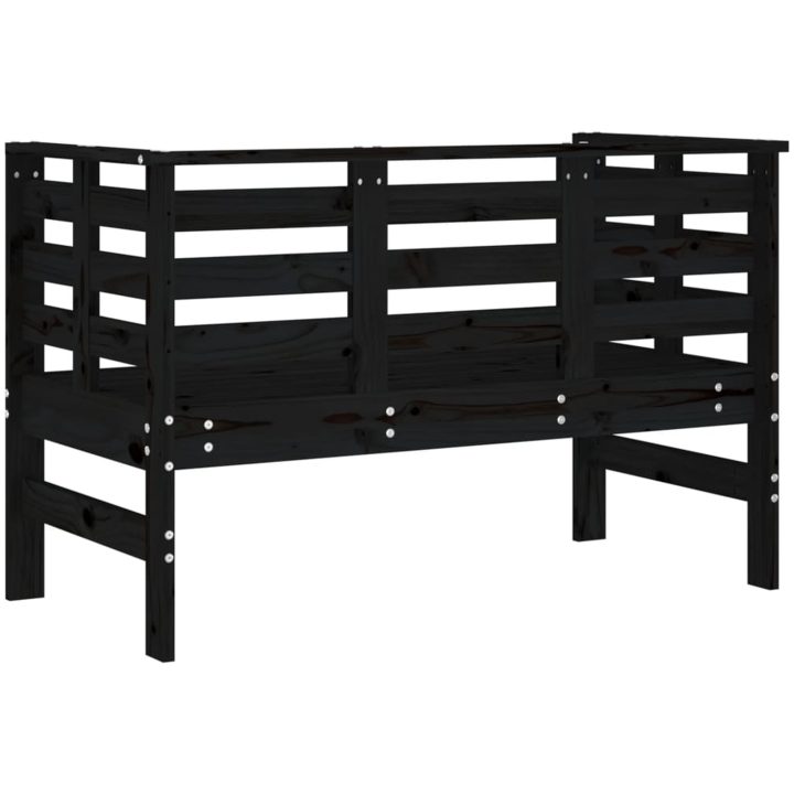 Trädgårdsbänk svart 111,5x53x71 cm massiv furu vidaXL – bild 6