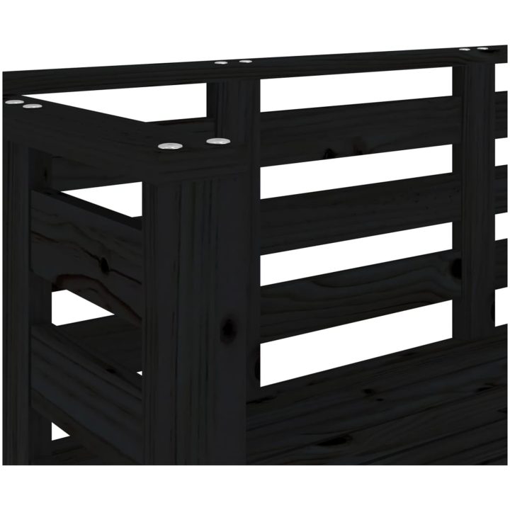 Trädgårdsbänk svart 111,5x53x71 cm massiv furu vidaXL – bild 7