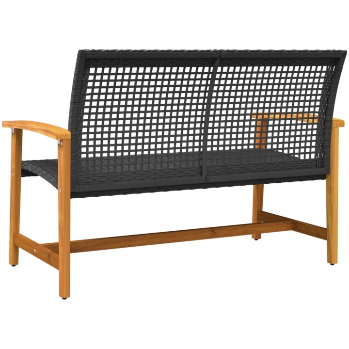 Trädgårdsbänk svart 112 cm konstrotting och massivt akaciaträ vidaXL – bild 6