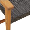 Trädgårdsbänk svart 112 cm konstrotting och massivt akaciaträ vidaXL – miniatyr 7