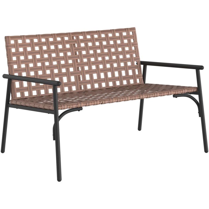 Trädgårdsbänk Svart 113x79x75 cm Poly Rattan vidaXL 110.5 x 79 x 75.5 cm – bild 2