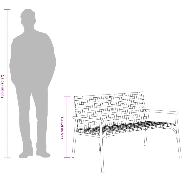 Trädgårdsbänk Svart 113x79x75 cm Poly Rattan vidaXL 110.5 x 79 x 75.5 cm – bild 11