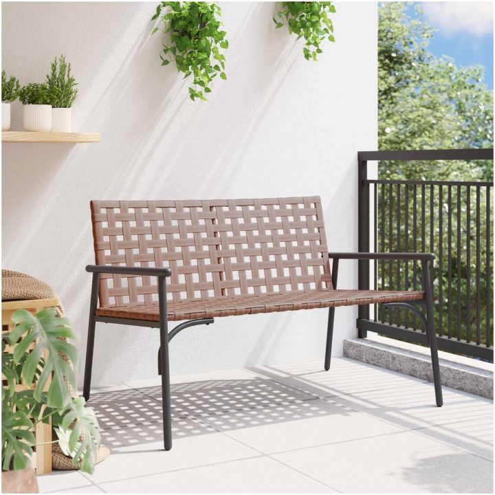 Trädgårdsbänk Svart 113x79x75 cm Poly Rattan vidaXL 110.5 x 79 x 75.5 cm – bild 3