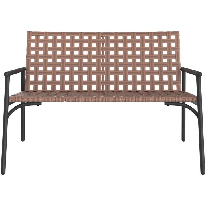 Trädgårdsbänk Svart 113x79x75 cm Poly Rattan vidaXL 110.5 x 79 x 75.5 cm – bild 4