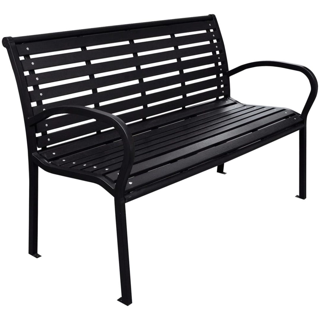 Trädgårdsbänk svart 116 cm stål och WPC vidaXL