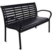 Trädgårdsbänk svart 116 cm stål och WPC vidaXL