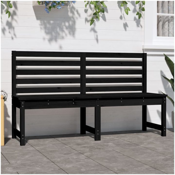 Trädgårdsbänk svart 157,5 cm massiv furu vidaXL 157.5 x 48 x 91.5 cm – bild 3