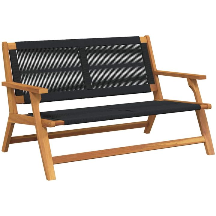 Trädgårdsbänk Svart 76x122x73 cm Massiv Akacia vidaXL 122 x 78 x 73 cm – bild 2