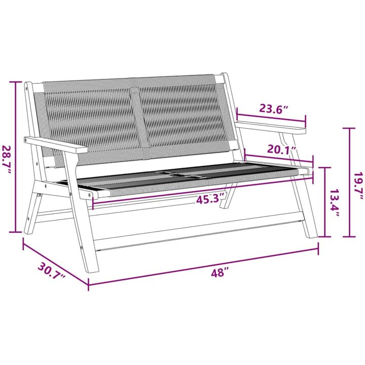 Trädgårdsbänk Svart 76x122x73 cm Massiv Akacia vidaXL 122 x 78 x 73 cm – bild 11