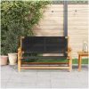 Trädgårdsbänk Svart 76x122x73 cm Massiv Akacia vidaXL 122 x 78 x 73 cm – miniatyr 3