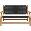 Trädgårdsbänk Svart 76x122x73 cm Massiv Akacia vidaXL 122 x 78 x 73 cm – miniatyr 5