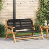 Trädgårdsbänk Svart 76x122x73 cm Massiv Akacia vidaXL 122 x 78 x 73 cm – miniatyr 1